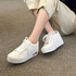 [GIRLS GOOB] Women's Lace Up Casual Comfort Sneakers,  Fashion Shoes, Invisible High-Heeled Fashion Shoes, Canvas - Made in KOREA